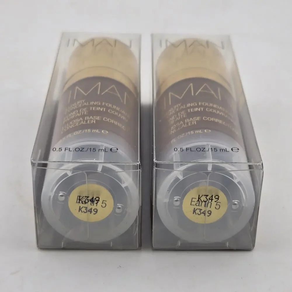IMAN Luxury Concealing Foundation EARTH 5 Set Of 2 NIB Sealed 0.5 oz
